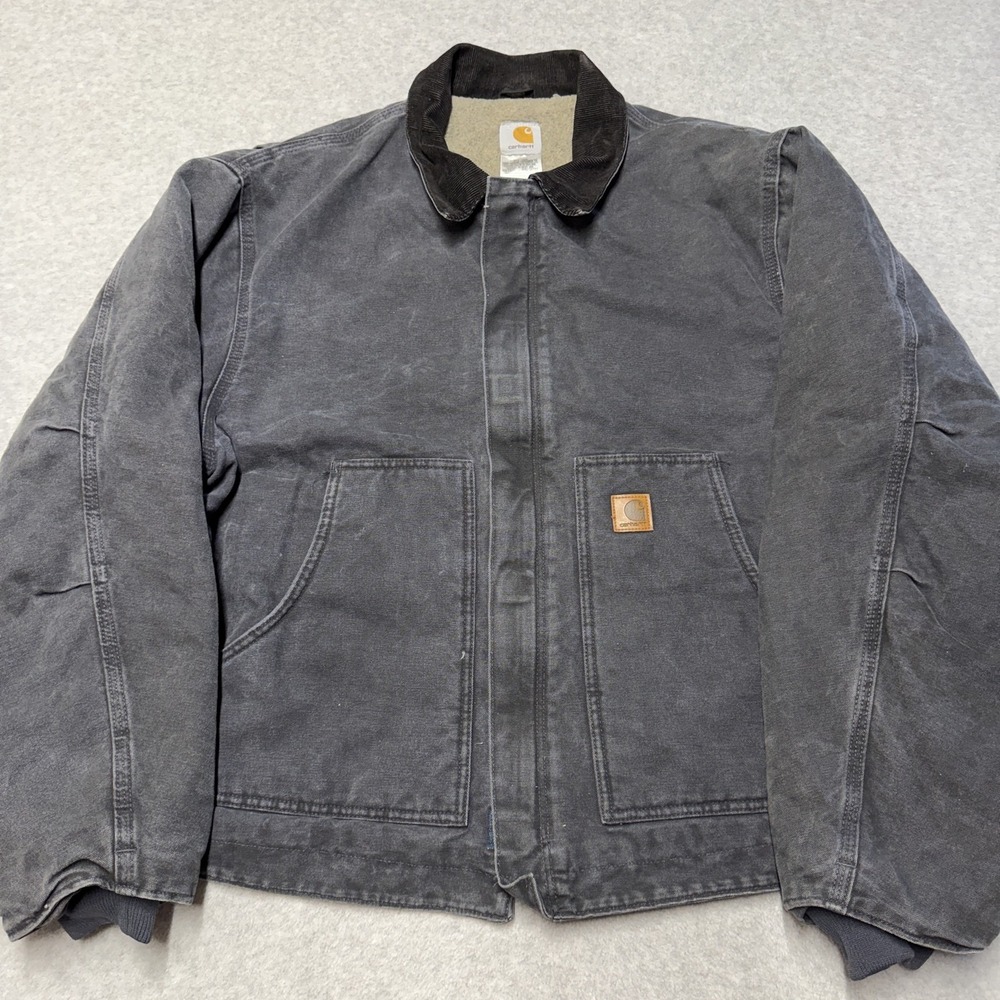 Carhartt Dearborn Jacket Mens 2XL Petrol Blue Sherpa Lined Canvas J164 PTL Work